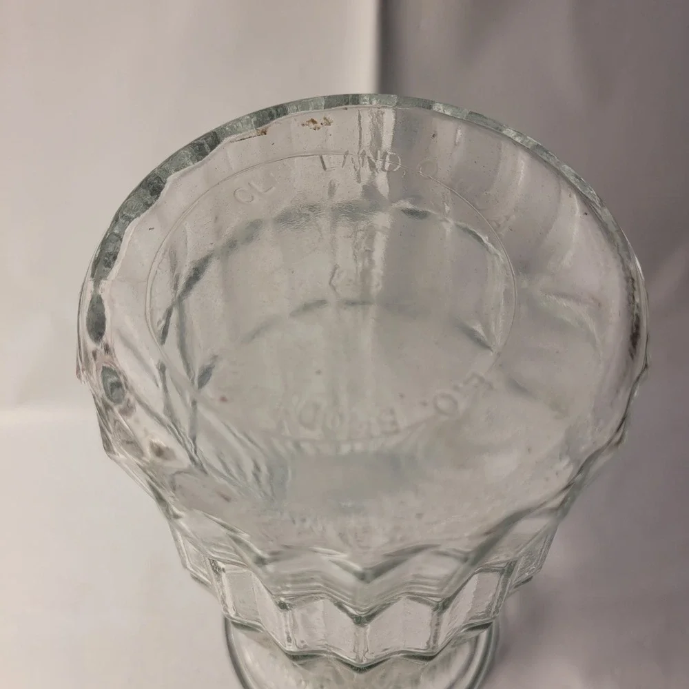 E.O. Brody Co Glass Vase Clear Ribbed Checkered‎ G109 Cleveland OH USA 9.25in